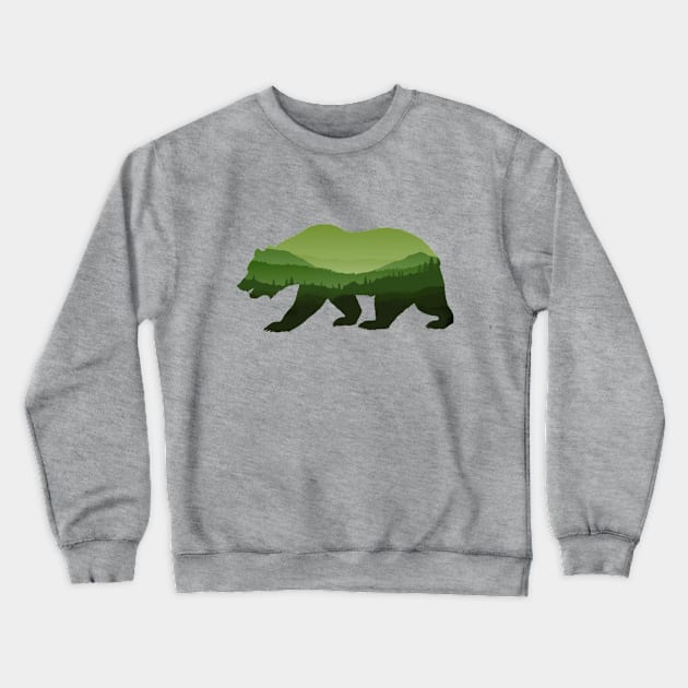 Bear Double Exposure Forest Crewneck Sweatshirt by ColorFlowCreations